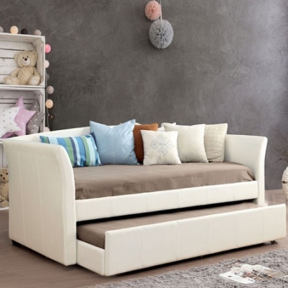 Furniture of America Delmar Contemporary Leatherette Solid with Wood White Daybed Model CM1956WH-BED