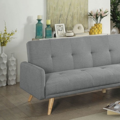 Furniture of America Burgos Mid-Century Modern Linen-Like Gray Futon Sofa Model CM2344-PK