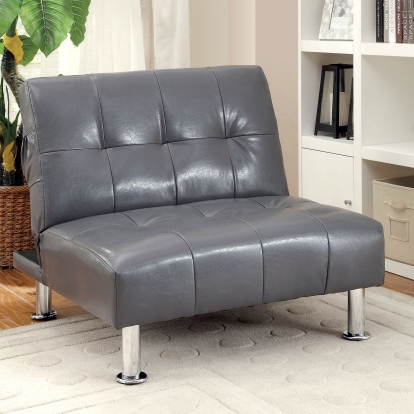 Bulle Contemporary Gray/Chrome Chair with Side Pockets On Both Sides with Gray Model CM2669GY-CH by Furniture of America