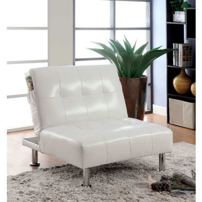 Bulle Contemporary White/Chrome Chair with Side Pockets on Both Sides Model CM2669WH-CH by Furniture of America