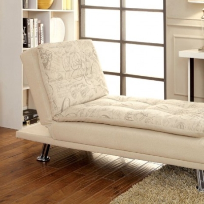 Furniture Of America Hauser Contemporary Leatherette, Metal Beige Chaise | CM2677WT-CE