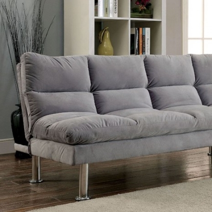 Furniture of America Saratoga Contemporary Microfiber Gray Futon Sofa Model CM2902GY