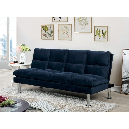 Saratoga Contemporary Navy Microfiber Futon Sofa Model CM2902NV by Furniture of America