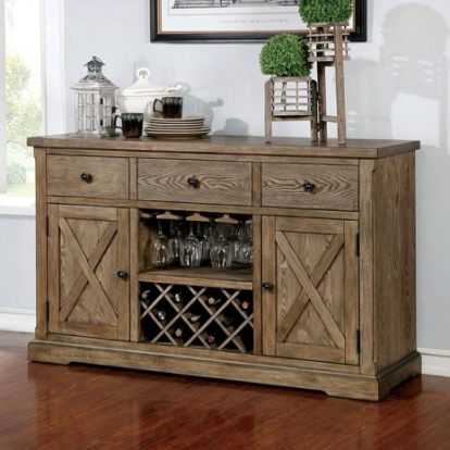 Furniture Of America Julia Rustic Solid Wood, Wood Veneer, Others Light Oak Server | CM3014SV