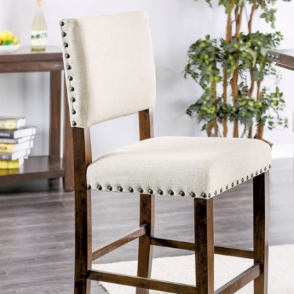 Furniture of America Glenbrook Industrial Fabric Solid with Wood Veneer Brown Cherry Side Chair (2-Ctn) Model CM3018PC-2PK