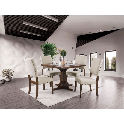Glenbrook Industrial Brown Cherry/Ivory 5 Piece Dining Table Set Model CM3018T-5PC by Furniture of America