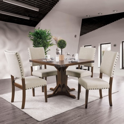Furniture of America Glenbrook Industrial Solid with Wood Veneer Brown Cherry Dining Table Model CM3018T