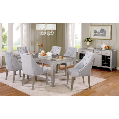 Diocles Transitional Silver/Gray 7 Piece Dining Table Set Model CM3020T-7PC by Furniture of America