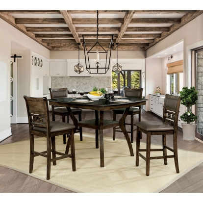 Holly Transitional Antique Walnut/Warm Gray 5 Piece Dining Table Set Model CM3023PT-5PC by Furniture of America