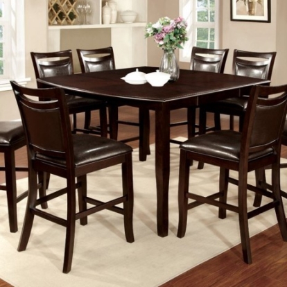 Furniture of America with Woodside Transitional Leatherette Solid with Wood Veneer Espresso Counter Ht. Table Model CM3024PT