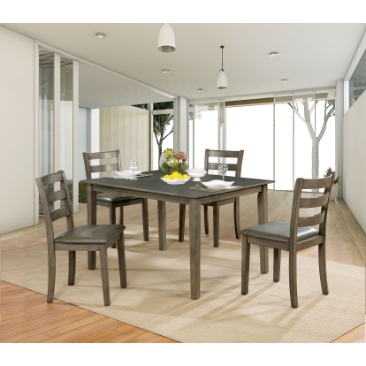Marcelle Transitional Gray 5 Piece Dining Table Set Model CM3028T-5PK by Furniture of America