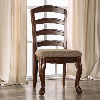 Furniture Of America Townsville Transitional Fabric, Solid Wood, Wood Veneer, Others Dark Walnut/Tan Side Chair (2/Box) | CM3109SC-DK-2PK