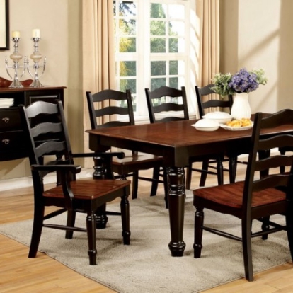 Furniture Of America Palisade Transitional Solid Wood, Wood Veneer, Others Black/Cherry Dining Table | CM3122BC-T