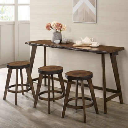 Furniture of America Missoula Rustic Solid with Wood Veneer Walnut 4 Pc. Counter Ht. Set Model CM3129PT-4PK