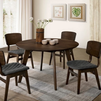 Furniture of America Shayna Mid-Century Modern Solid with Wood Veneer Walnut-Gray Round Table Model CM3139RT