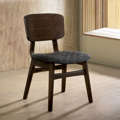Shayna Mid-Century Modern Walnut/Gray Side Chair (Set of 2) Model CM3139SC-2PK by Furniture of America