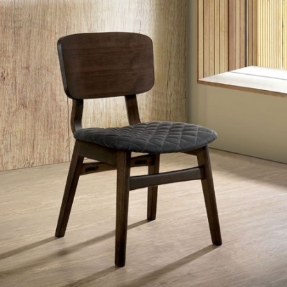 Furniture Of America Shayna Mid-Century Modern Fabric, Solid Wood, Wood Veneer, Others Walnut/Gray Side Chair (2/Ctn) | CM3139SC-2PK