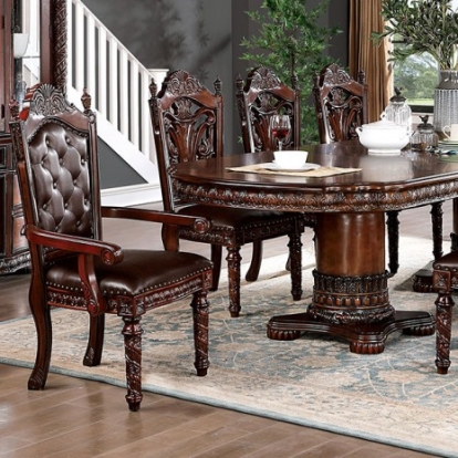 Furniture of America Canyonville Traditional Solid with Wood Veneer Brown Cherry Dining Table Model CM3144T-TABLE