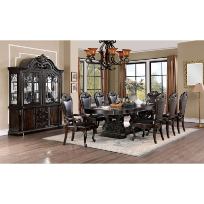 Lombardy Traditional Walnut/Dark Brown 7 Piece Dining Table Set (Includes 2 Arm Chairs & 4 Side Chairs) Model CM3146T-7PC by Furniture of America