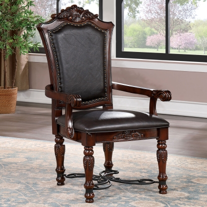 Picardy Traditional Brown Cherry/Black Arm Chair Model CM3147AC-2PK by Furniture of America