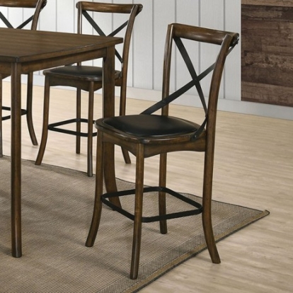 Furniture of America Buhl Industrial Metal Solid with Wood Veneer Burnished Oak-Espresso Counter Ht. Side Chair (2-Ctn) Model CM3148PC-2PK