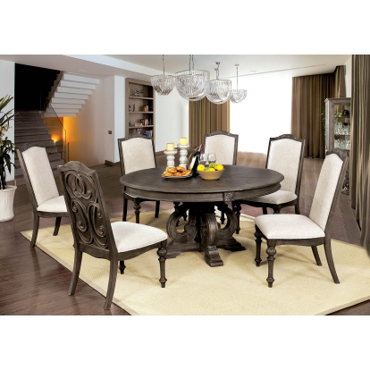 Arcadia Rustic Natural Tone/Ivory 5 Piece Round Dining Table Set Model CM3150RT-5PC by Furniture of America