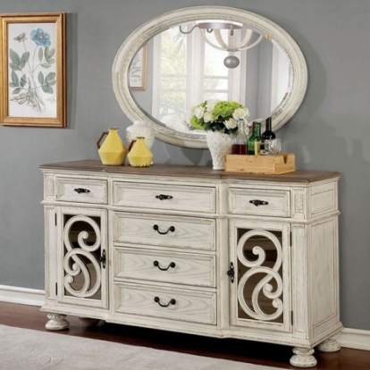 Furniture of America Arcadia Rustic Solid with Wood Veneer Antique White Server Model CM3150WH-SV