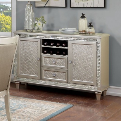 Furniture Of America Adelina Transitional Mirror, Tempered Glass, Solid Wood, Others Champagne Server | CM3158SV