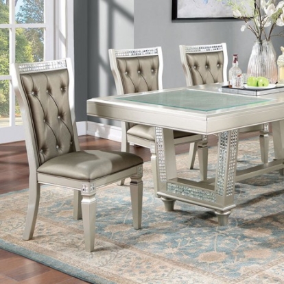 Furniture of America Adelina Transitional Mirror Solid with Wood Champagne Dining Table Model CM3158T-TABLE