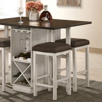 Furniture of America Bingham Rustic Solid with Wood Veneer Dark Walnut-Antique White Counter Ht. Table Model CM3168BR-PT