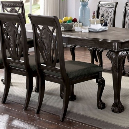 Furniture of America Petersburg Traditional Fabric Solid with Wood Veneer Dark Gray Side Chair (2-Ctn) Model CM3185DG-SC-2PK