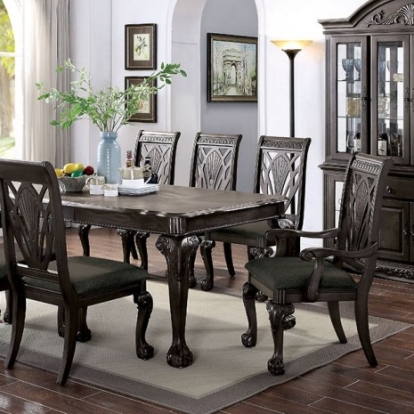 Furniture of America Petersburg Traditional Solid with Wood Veneer Dark Gray Dining Table Model CM3185DG-T