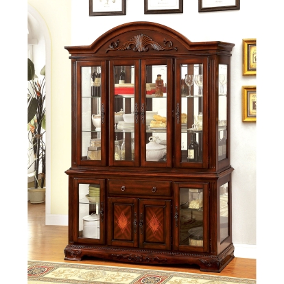 Petersburg Traditional Cherry Hutch & Buffet (Touch Lights) Model CM3185HB by Furniture of America