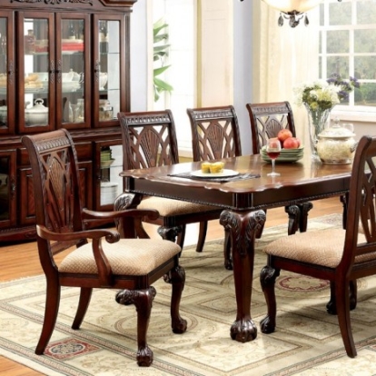 Furniture of America Petersburg Traditional Solid with Wood Veneer Cherry Dining Table Model CM3185T