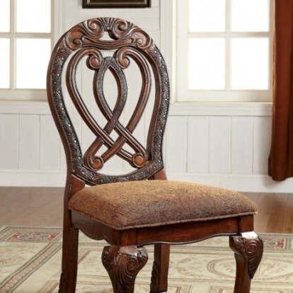 Furniture of America Wyndmere Traditional Fabric Solid with Wood Brown-Cherry Side Chair (2-Box) Model CM3186CH-SC-2PK