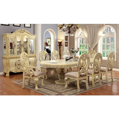 Wyndmere Traditional Vintage White 9 Piece Dining Table Set (Includes 2 Arm Chairs & 6 Side Chairs) Model CM3186WH-T-9PC by Furniture of America