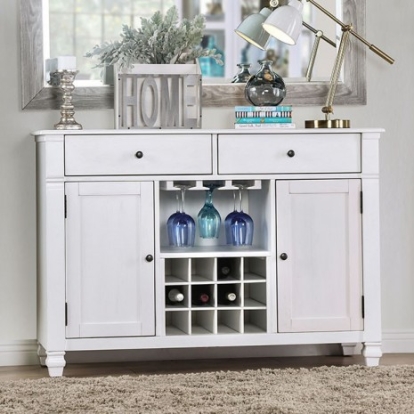 Furniture of America Kaliyah Transitional Solid with Wood Veneer Antique White Server Model CM3194SV