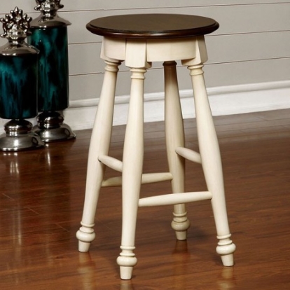 Furniture Of America Sabrina Transitional Solid Wood, Wood Veneer, Others Off-White/Cherry Counter Ht. Stool (2/Box) | CM3199WC-ST-2PK