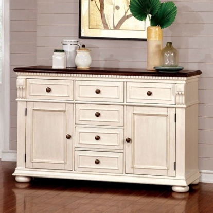 Furniture Of America Sabrina Transitional Solid Wood, Wood Veneer, Others Off-White/Cherry Server | CM3199WC-SV