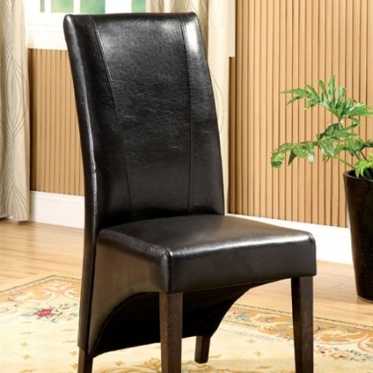 Furniture Of America Upland Transitional Leatherette, Solid Wood, Others Dark Oak/Espresso Side Chair (2/Box) | CM3200SC-2PK