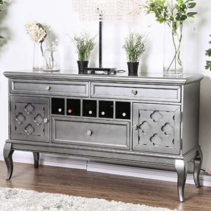 Furniture Of America Amina Transitional Glass, Solid Wood, Wood Veneer, Others Gray Server | CM3219GY-SV