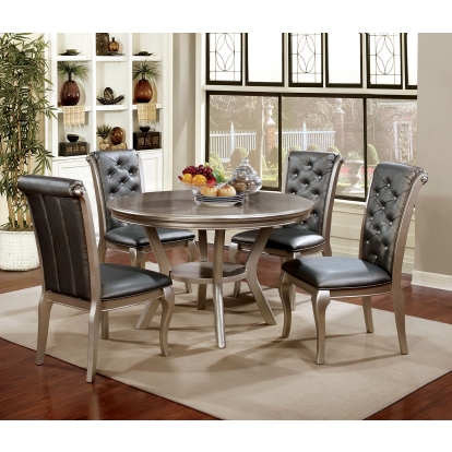 Amina Transitional Champagne 5 Piece Round Dining Table Set Model CM3219RT-5PC by Furniture of America