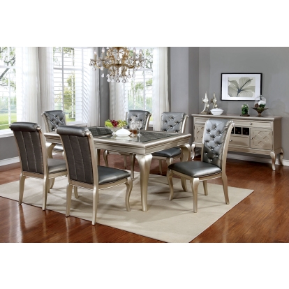 Amina Transitional Champagne 7 Piece Dining Table Set Model CM3219T-66-7PC by Furniture of America