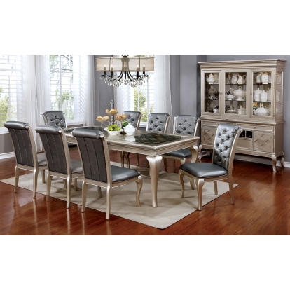 Amina Transitional Champagne 7 Piece Dining Table Set Model CM3219T-7PC by Furniture of America