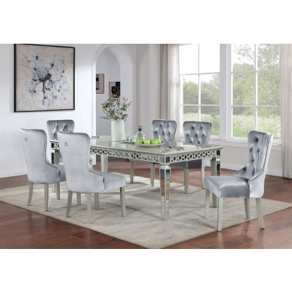 Adalia Glam Silver/Dark Gray Dining Table Model CM3241SV-T by Furniture of America