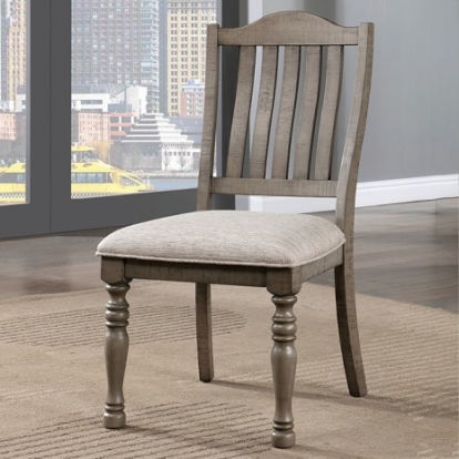 Furniture of America Newcastle Transitional Solid with Wood Veneer Antique Gray-Gray Side Chair Model CM3254GY-SC-2PK