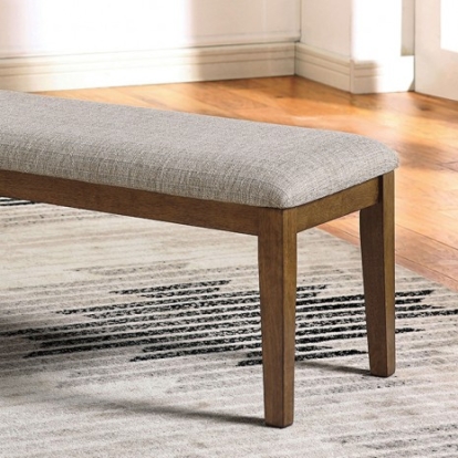 Furniture Of America Rapidview Transitional Solid Wood, Wood Veneer, Others Walnut/Light Gray Bench | CM3259WN-BN