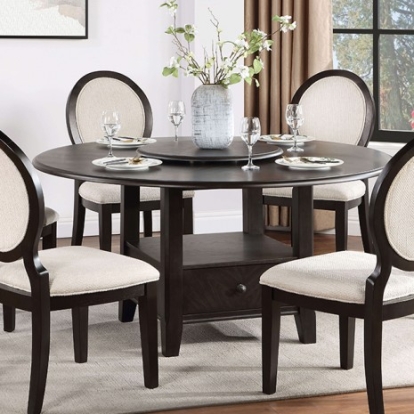 Furniture of America Newforte Transitional Fabric Solid with Wood Veneer Espresso-Ivory Dining Table Model CM3260EX-T-TABLE