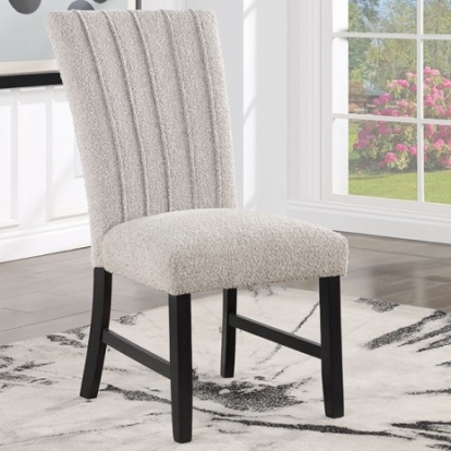 Furniture of America Alta Contemporary Boucle Solid with Wood Gray-Black Side Chair Model CM3263GY-SC-2PK