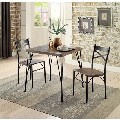 Slingsbury Industrial Antique Brown/Dark Bronze 3 Piece 29" Dining Table Set Model CM3279BR-T-29-3PK by Furniture of America